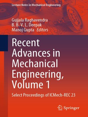 cover image of Recent Advances in Mechanical Engineering, Volume 1